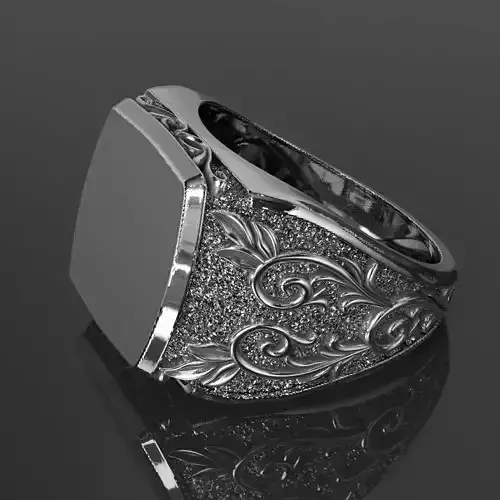 Signet ring with pattern and filigree