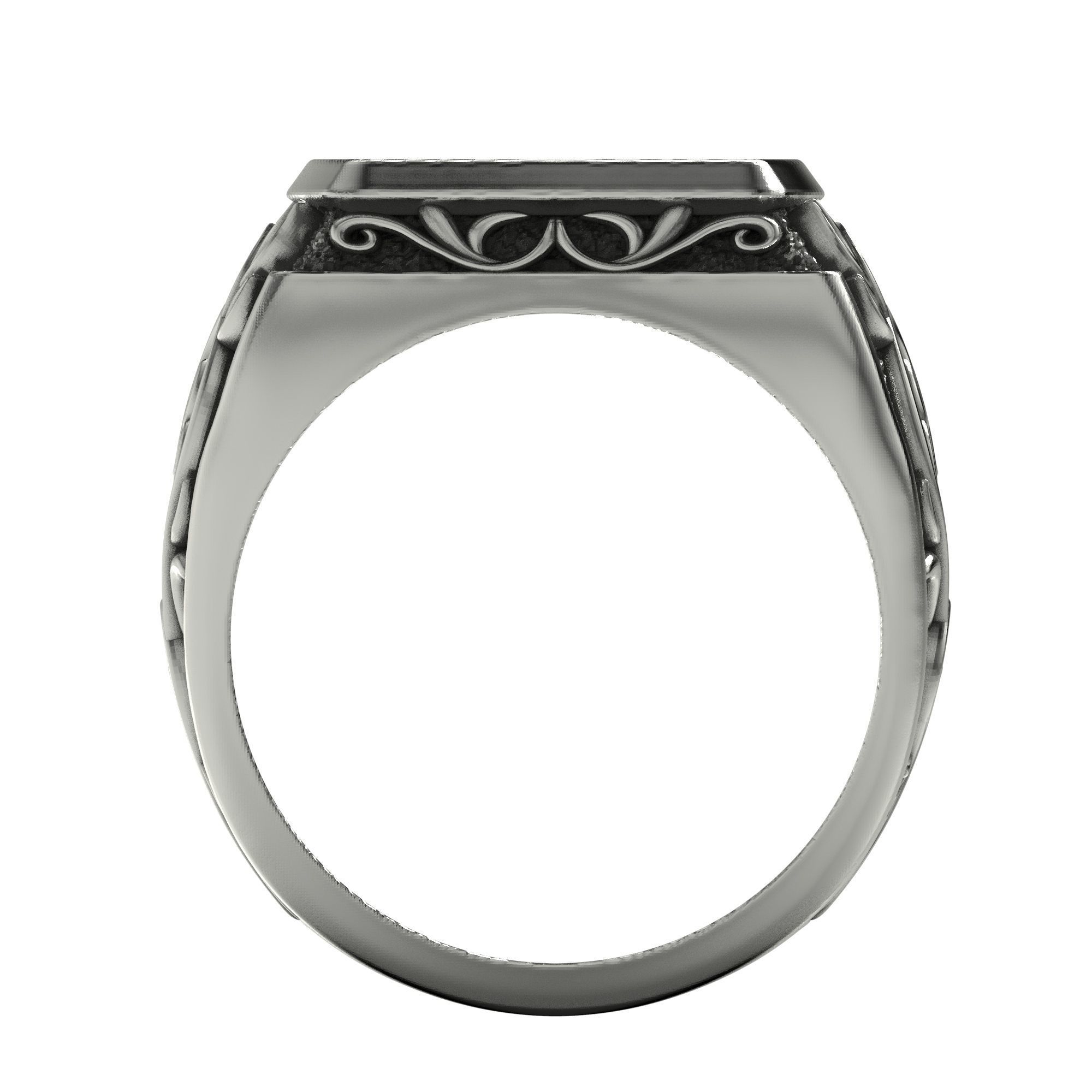 Signet ring with pattern and filigree 3D print model_3