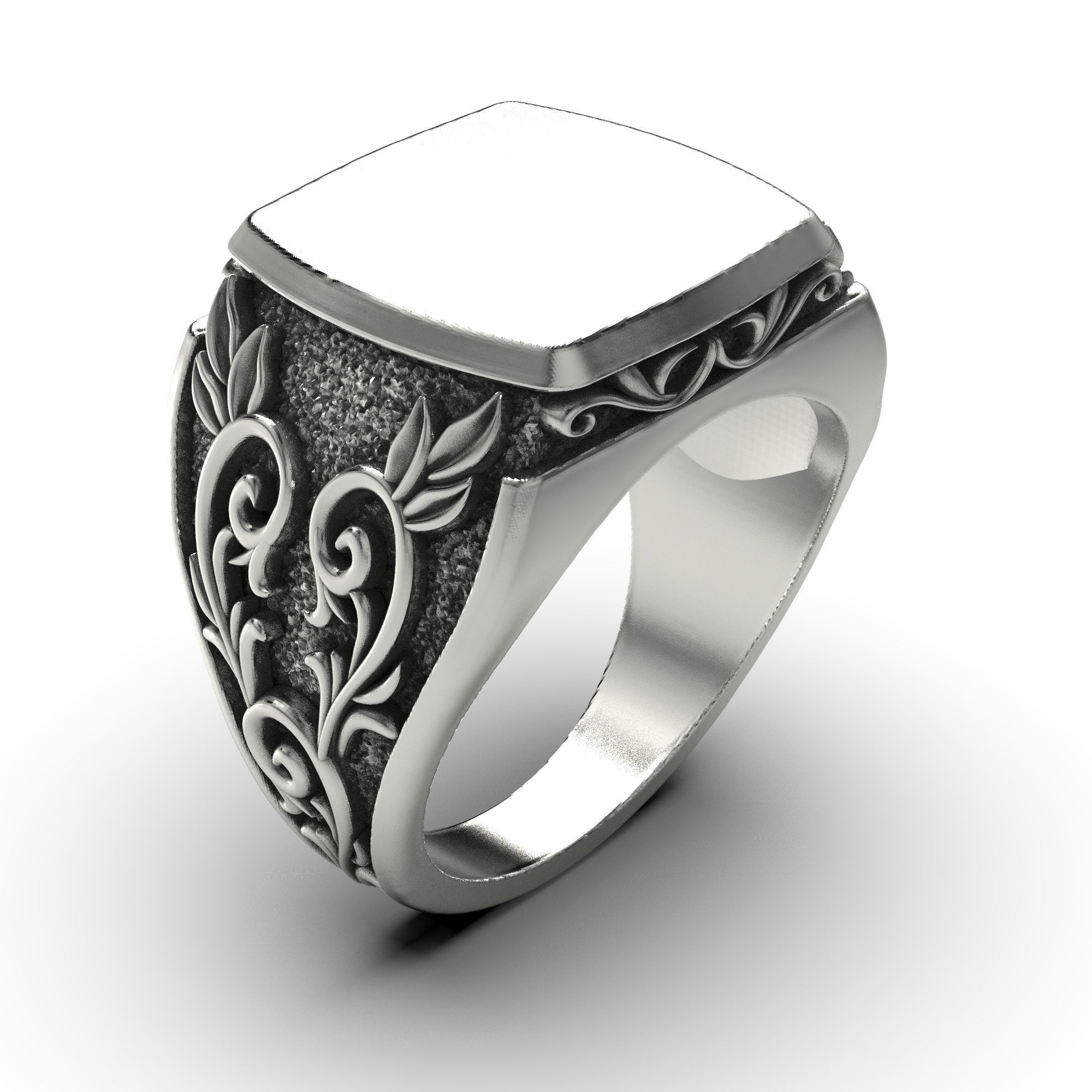 Signet ring with pattern and filigree 3D print model_6