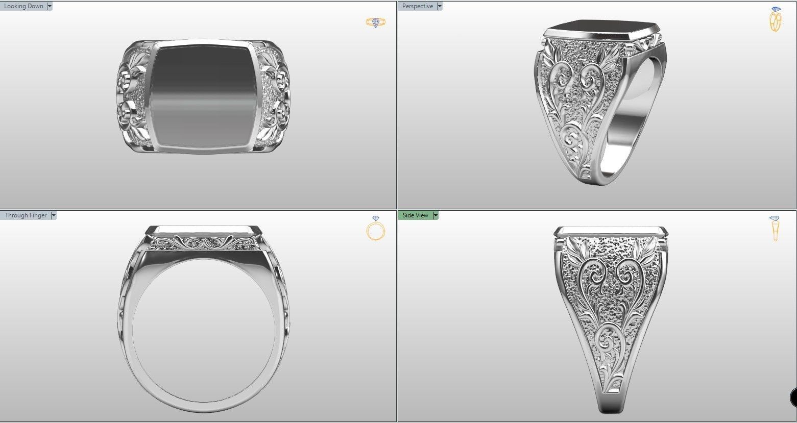 Signet ring with pattern and filigree 3D print model_15