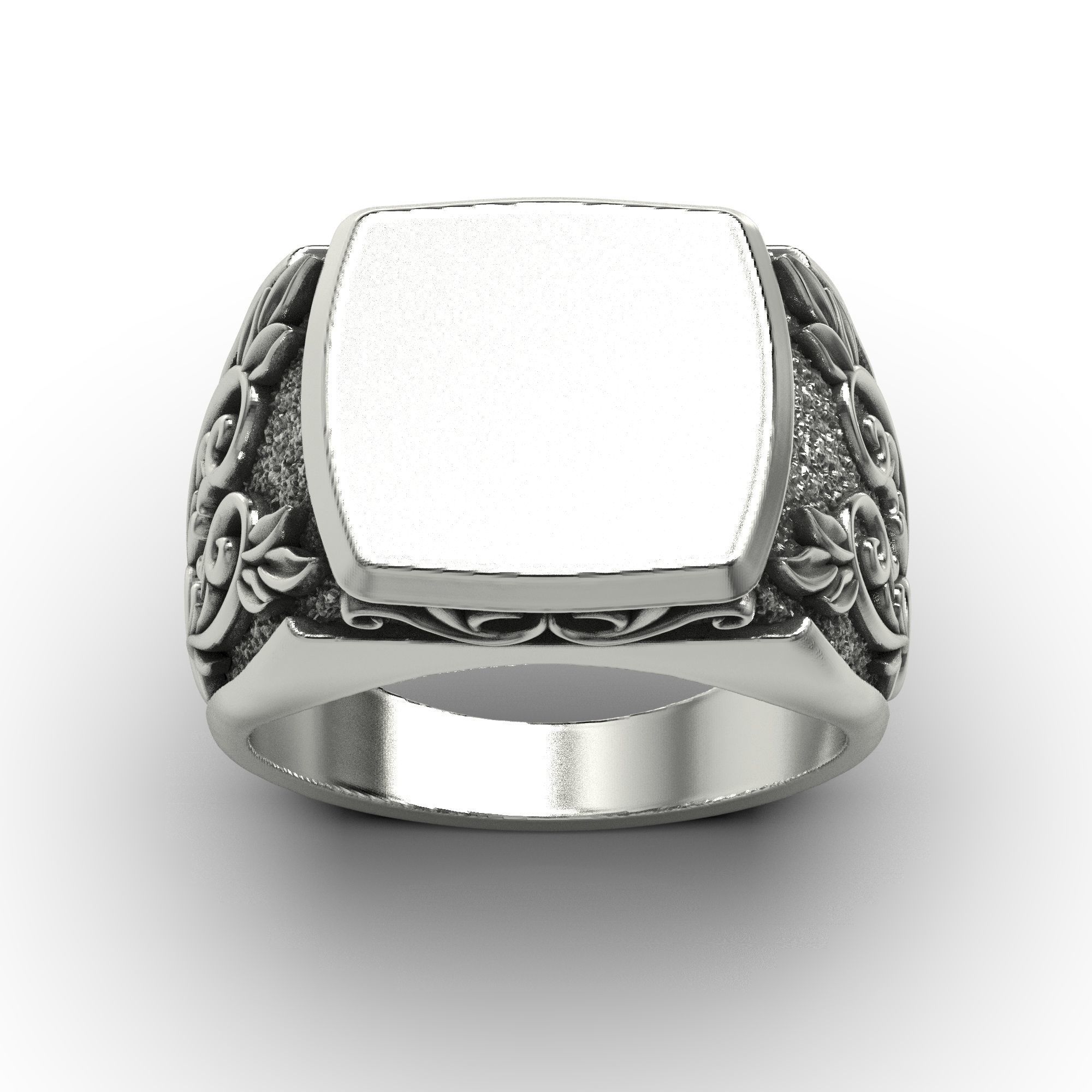 Signet ring with pattern and filigree 3D print model_5