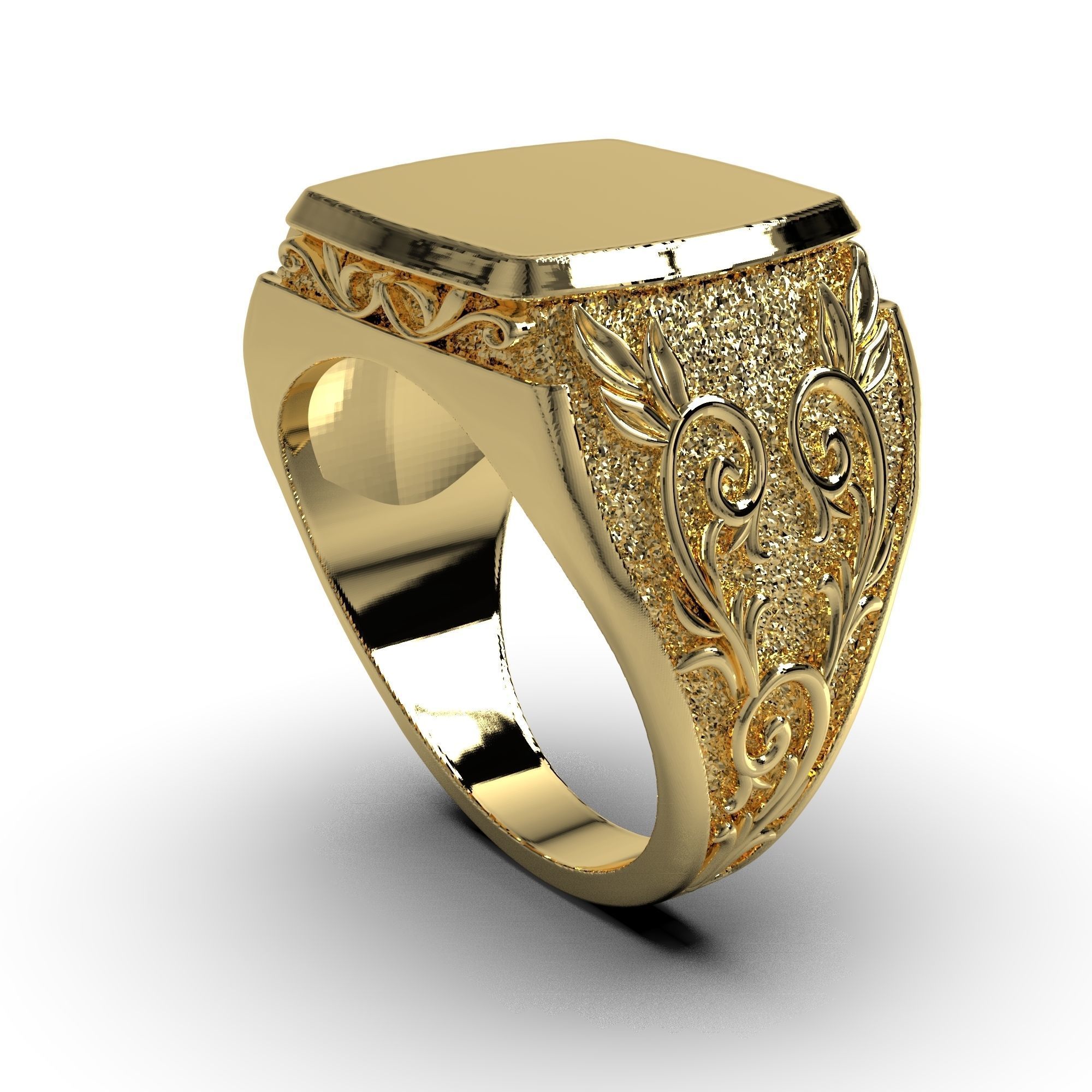 Signet ring with pattern and filigree 3D print model_7
