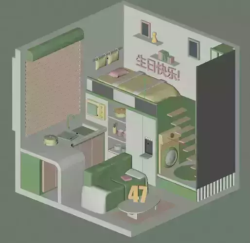 Hexagon House and kitchen funiture