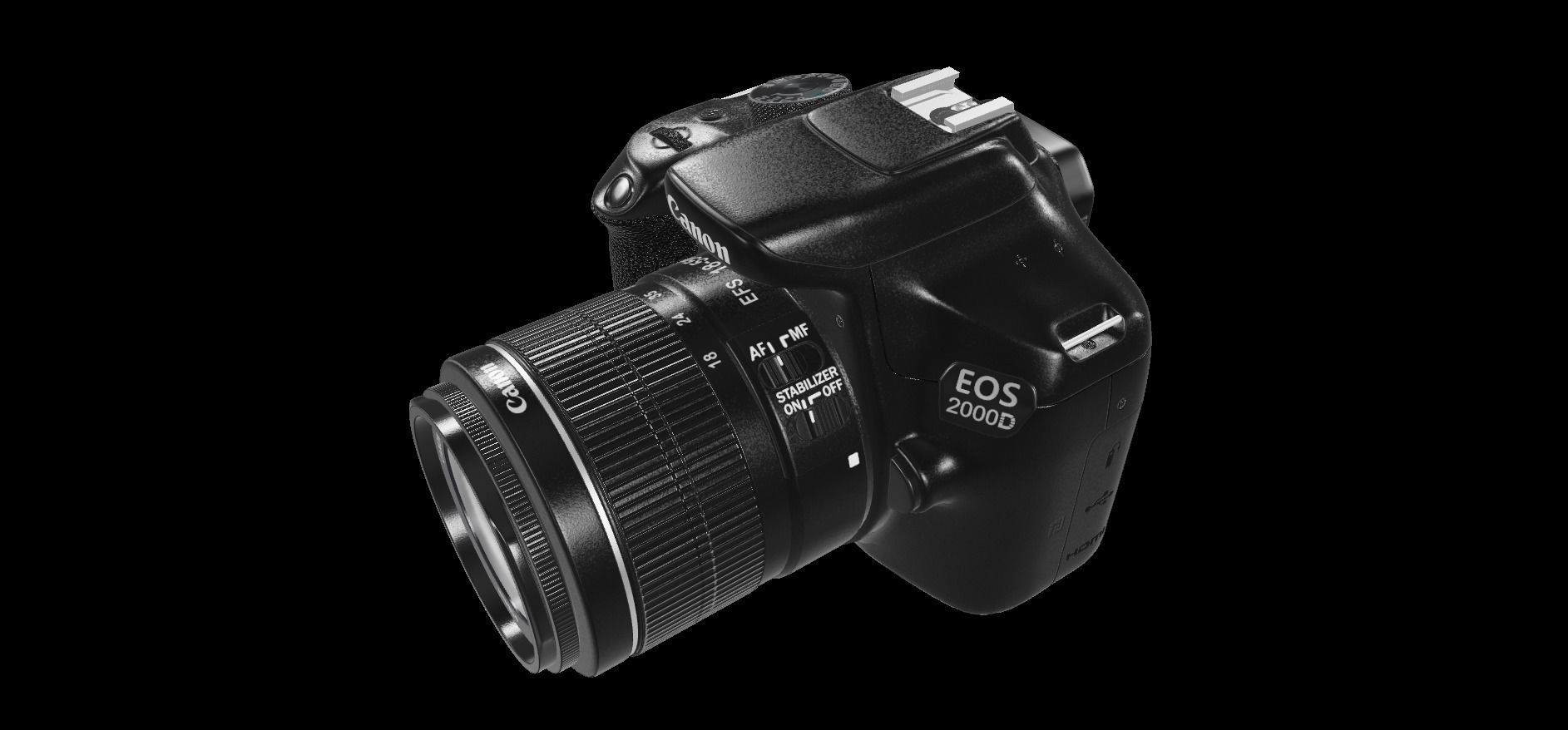Canon EOS 2000D DSLR camera 3D model 3D model_2
