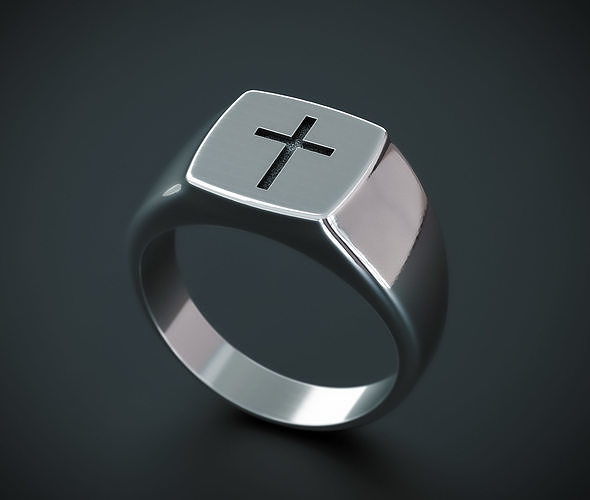 A MAN S RING WITH A CROSS Printable Model Free 3D print model