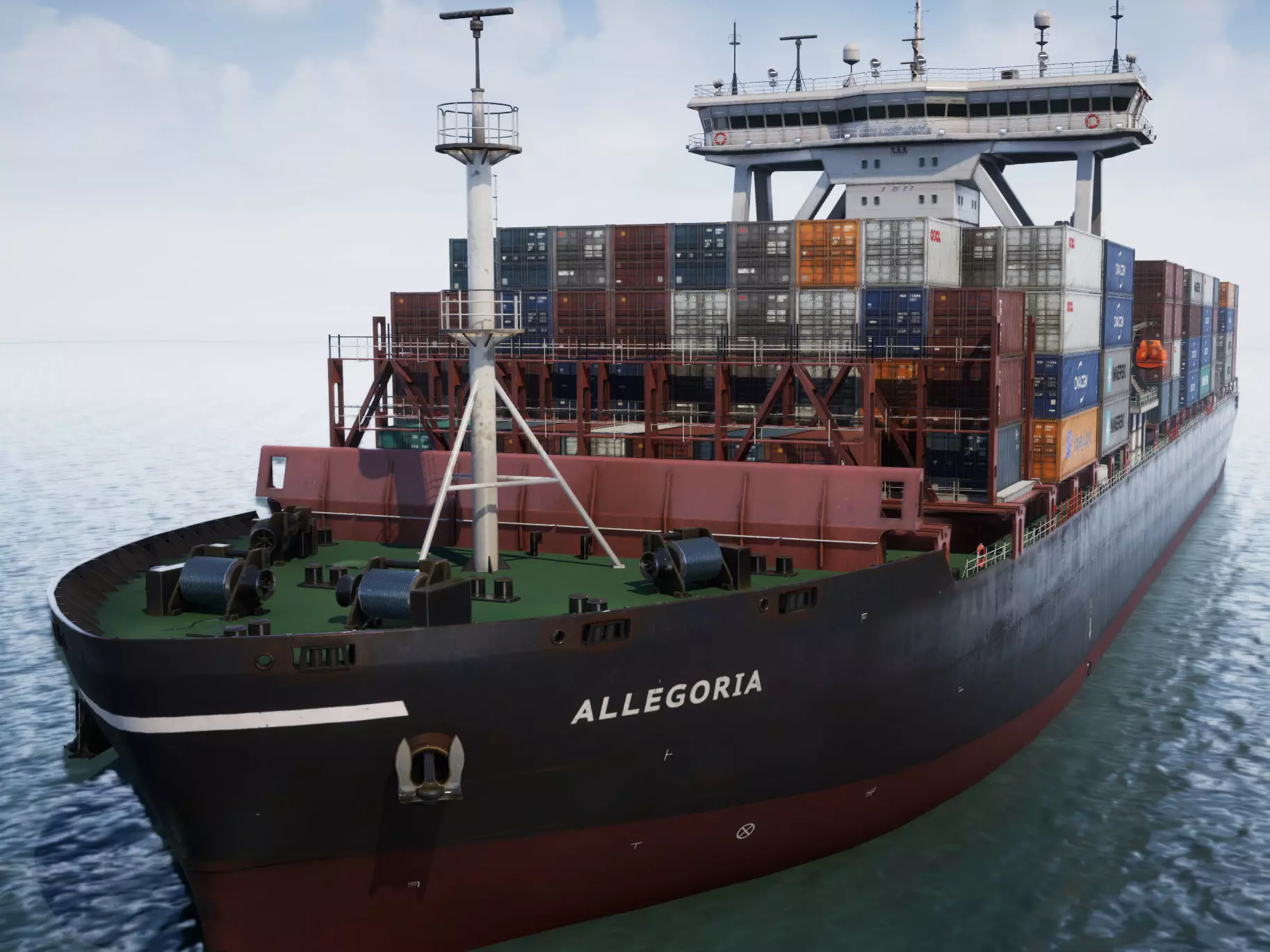 Cargo Ship Container Ship - low poly Low-poly 3D model