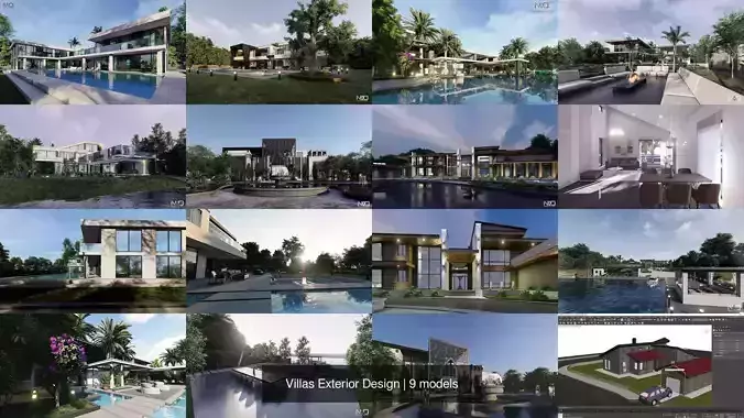 Villas Exterior Design 3D Model Collection Villas Exterior Design 3D Model Collection