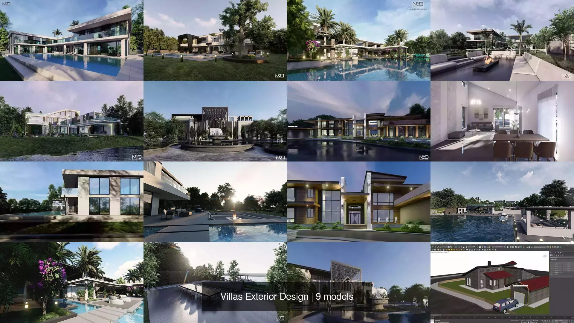 Villas Exterior Design 3D Model Collection_0