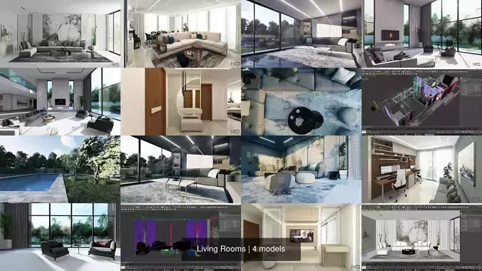 Living Rooms 3D Model Collection