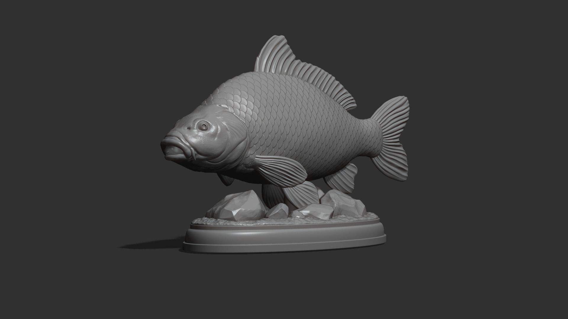 Carp fish on the base 3D print model_1