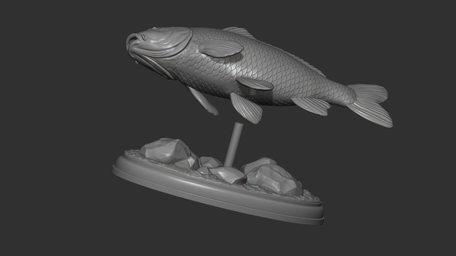 Carp fish on the base 3D print model_3