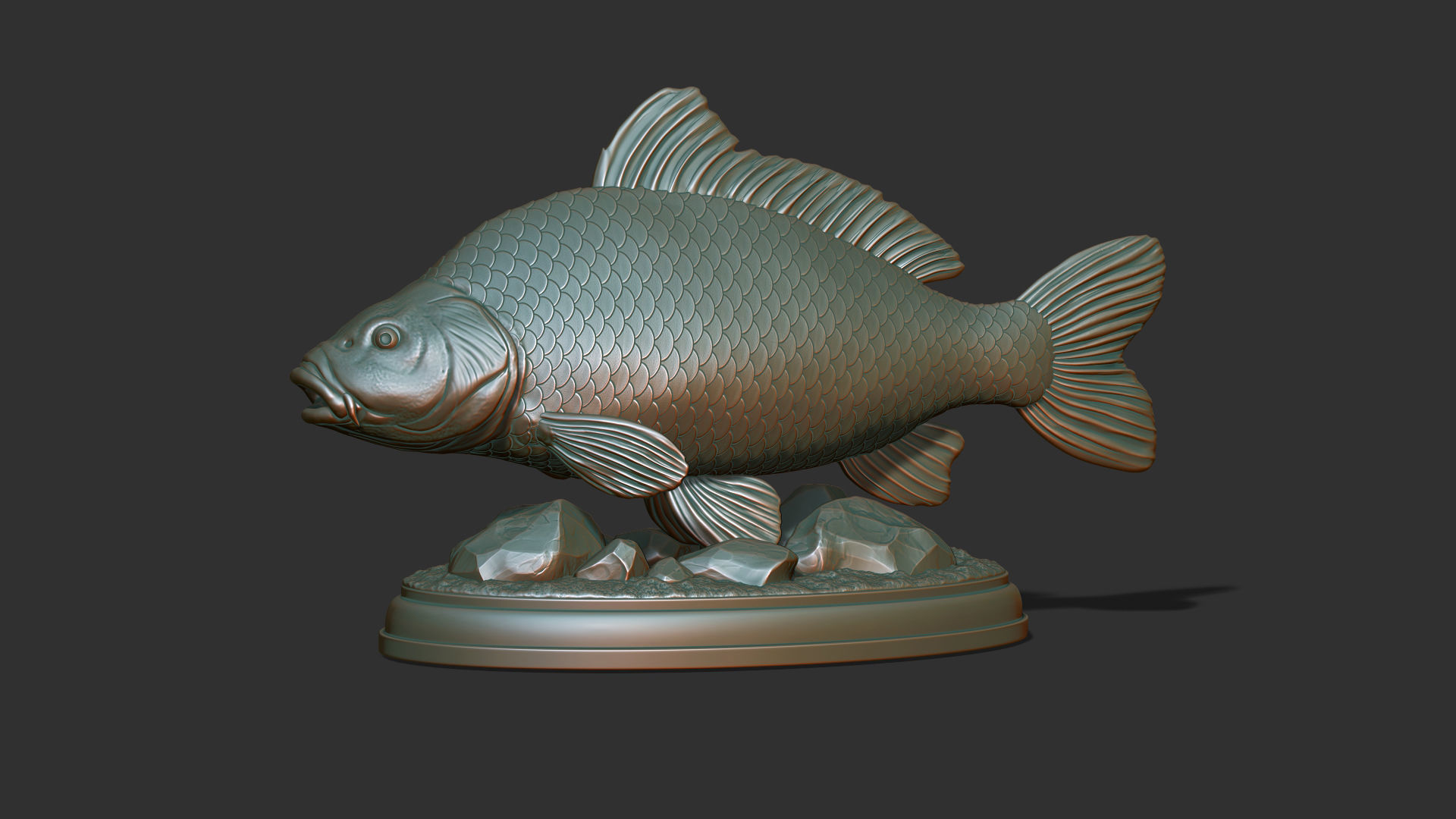 Carp fish on the base 3D print model_10