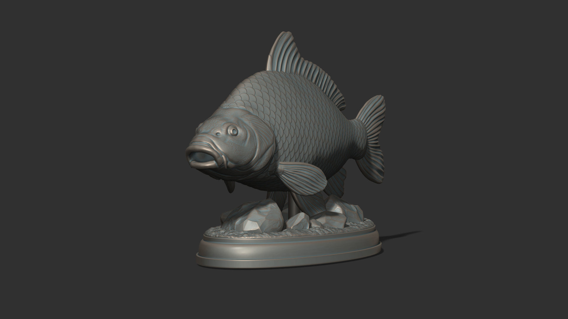 Carp fish on the base 3D print model_8