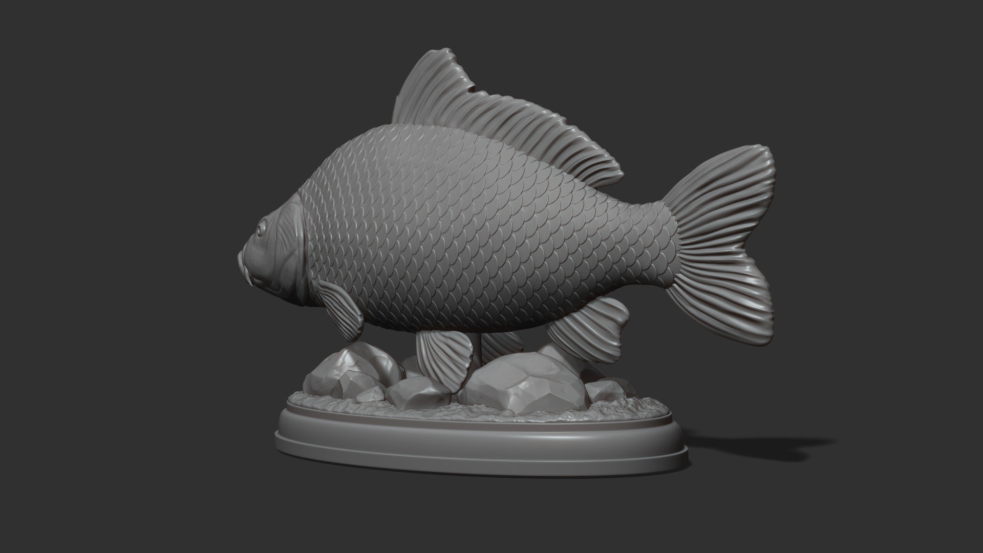 Carp fish on the base 3D print model_4