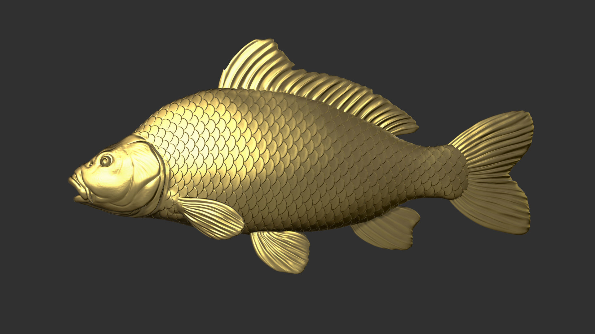 Carp fish on the base 3D print model_17