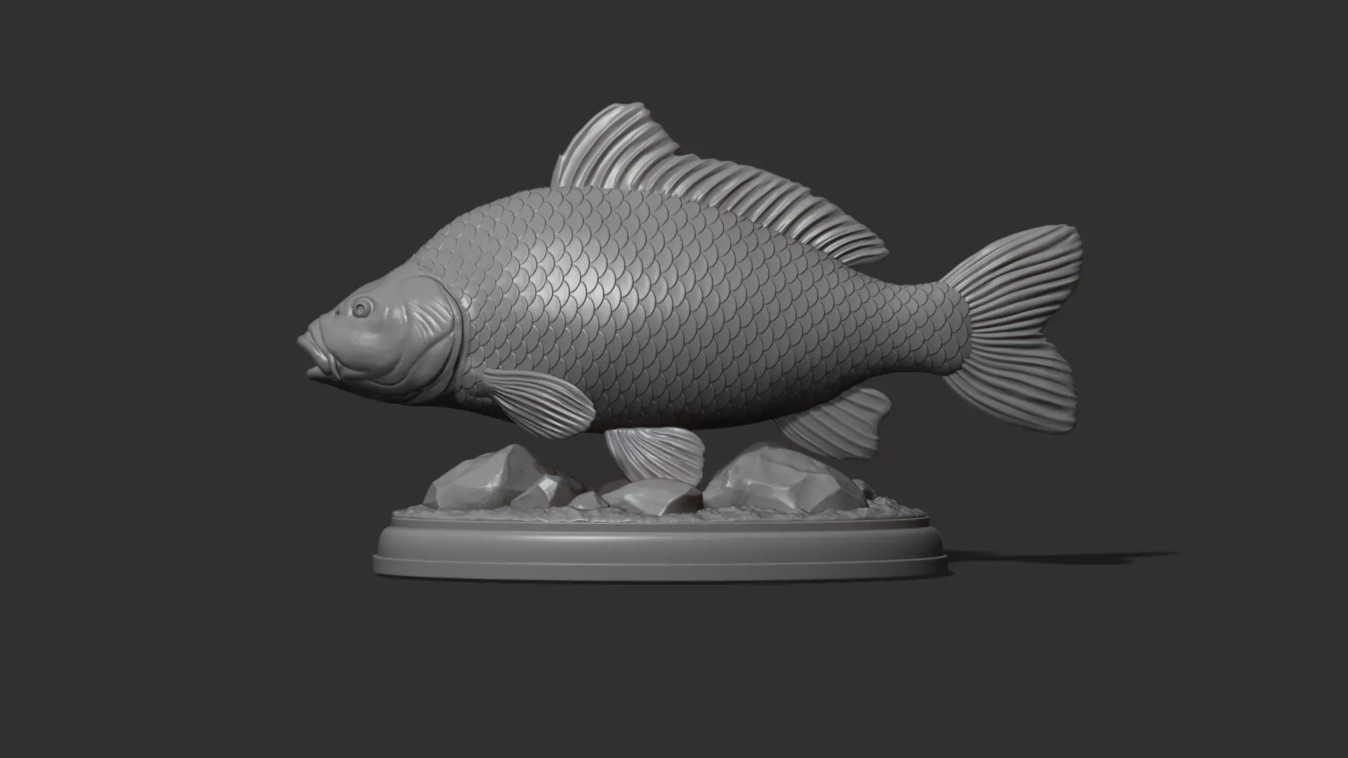 Carp fish on the base 3D print model_0