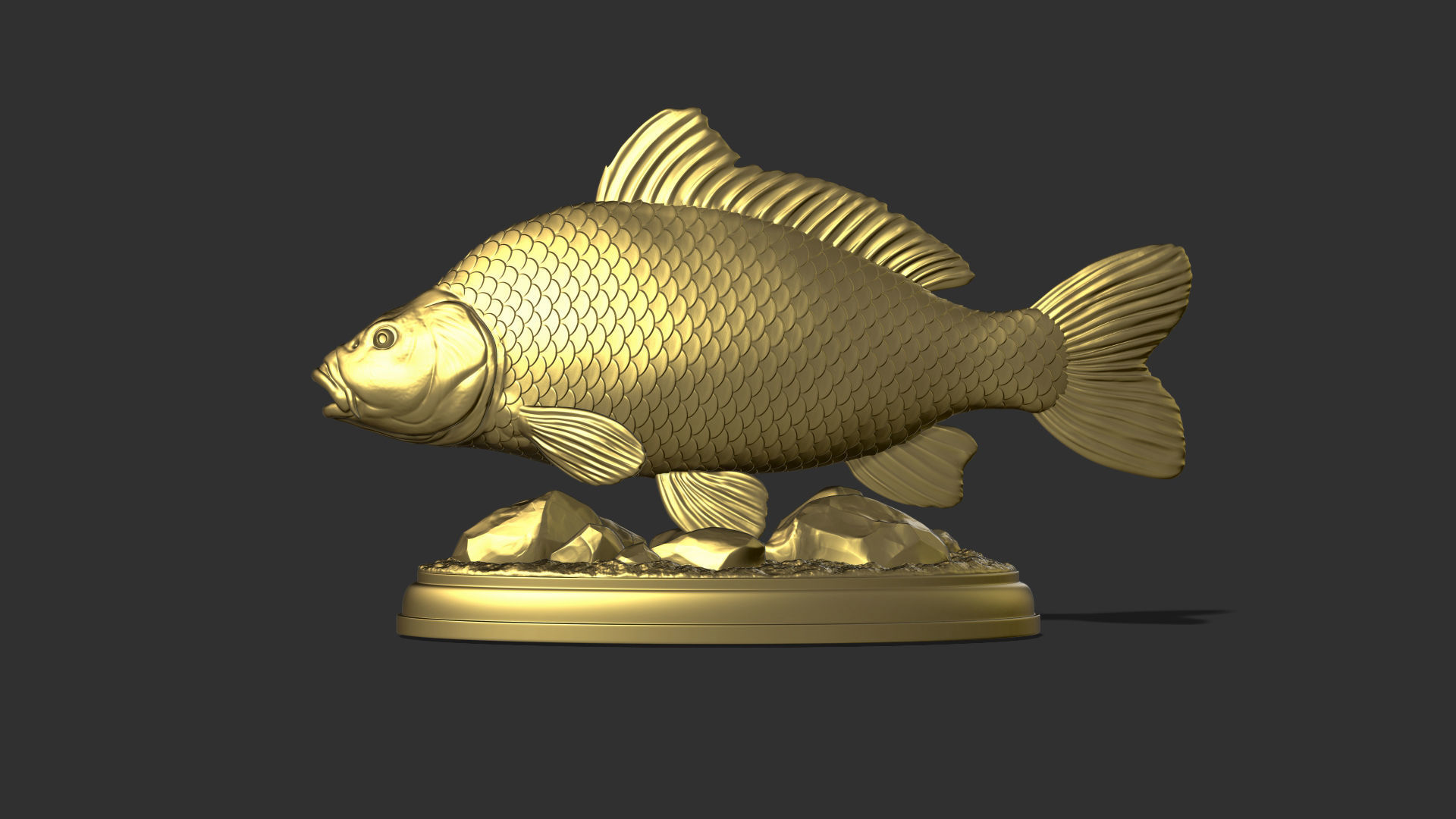Carp fish on the base 3D print model_9