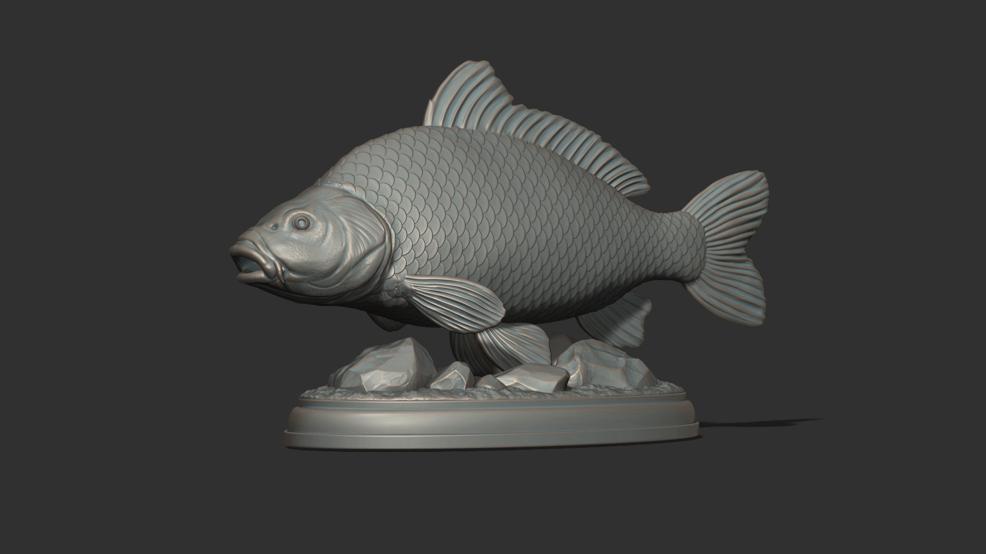 Carp fish on the base 3D print model_7