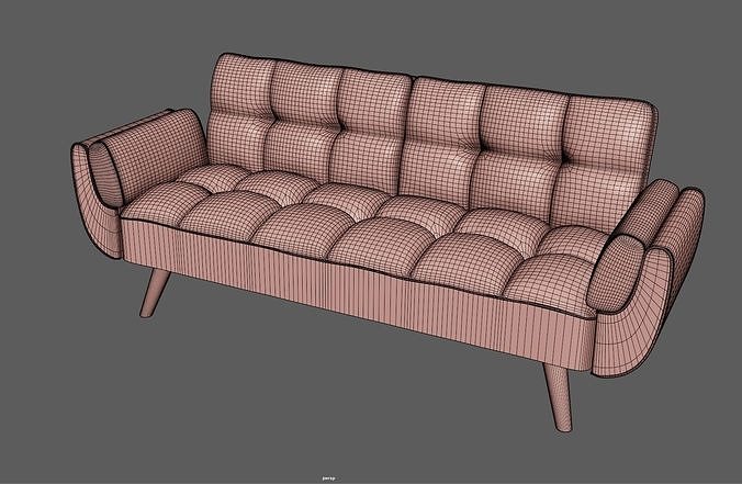 Sofa Couch Seat Low-poly 3D model 3