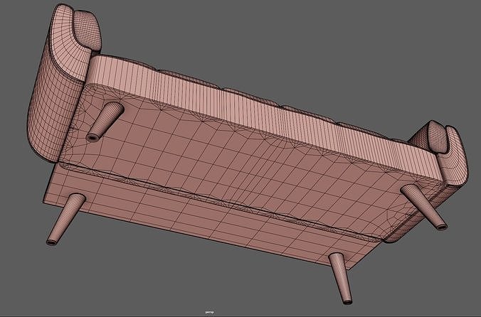 Sofa Couch Seat Low-poly 3D model 6