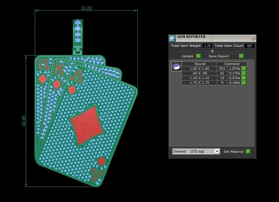 Diamond card 3 3D print model_4
