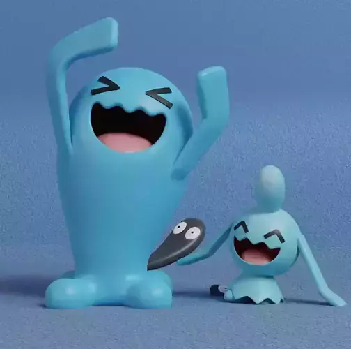 Pokemon - Wynaut and Wobbuffet  with 2 poses 3D print model