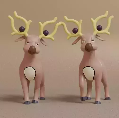 Pokemon - Stantler with 2 poses 3D print model