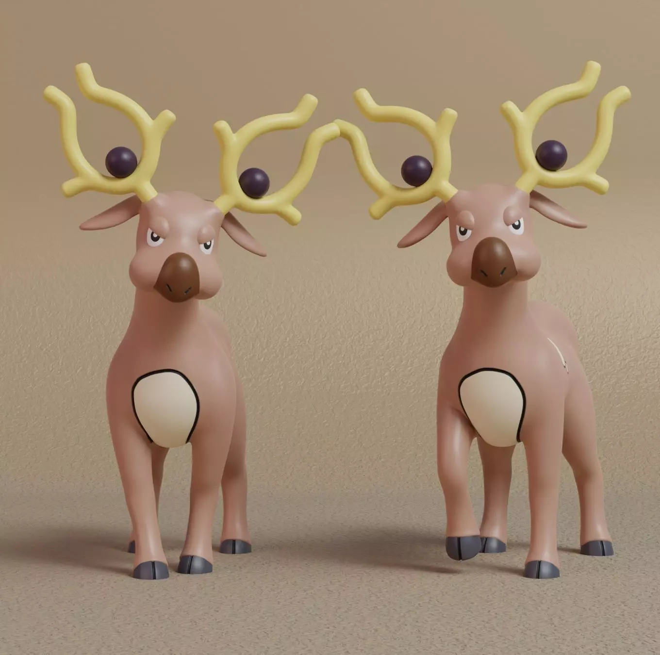 Pokemon - Stantler with 2 poses 3D print model_0