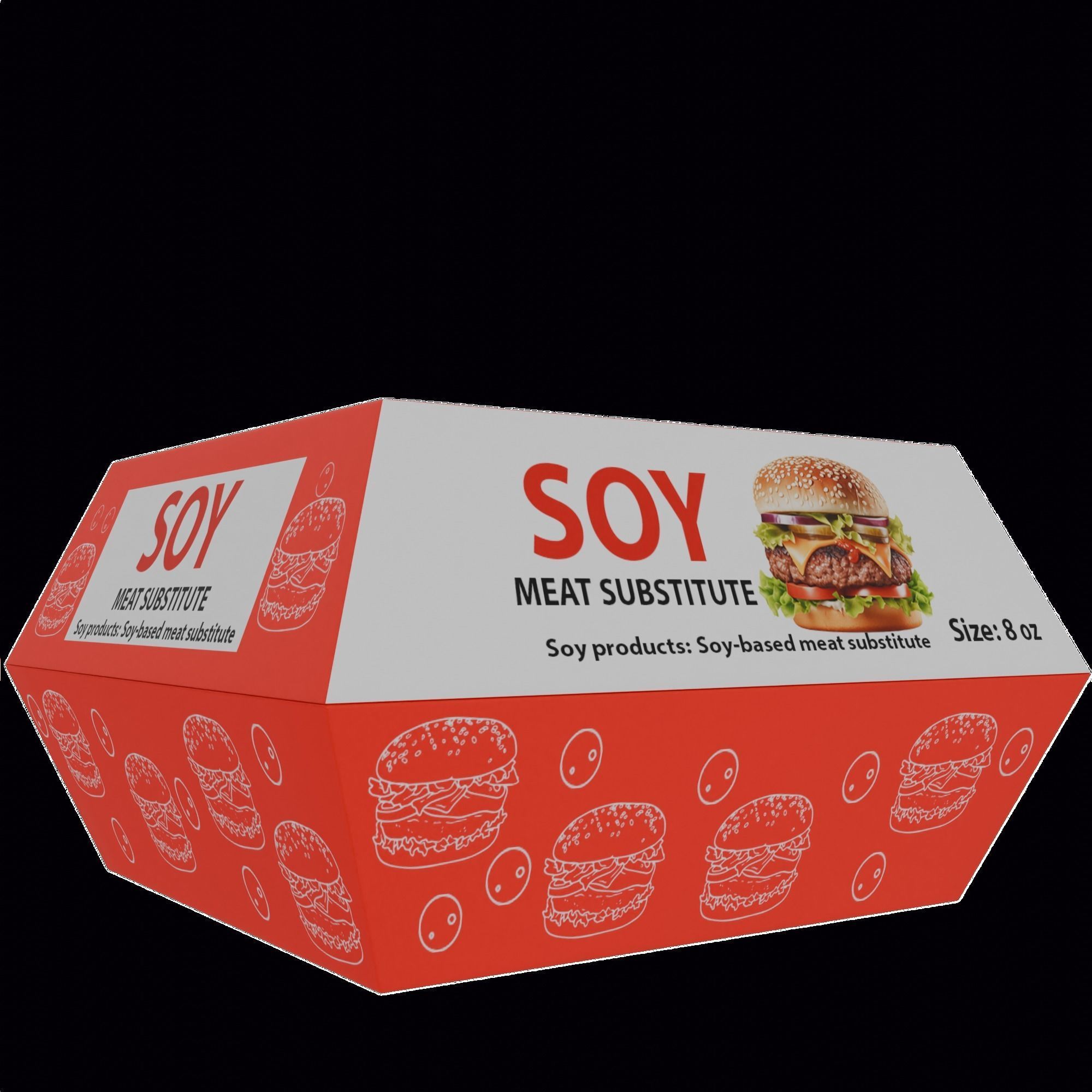 Soy products box Low-poly 3D model_4