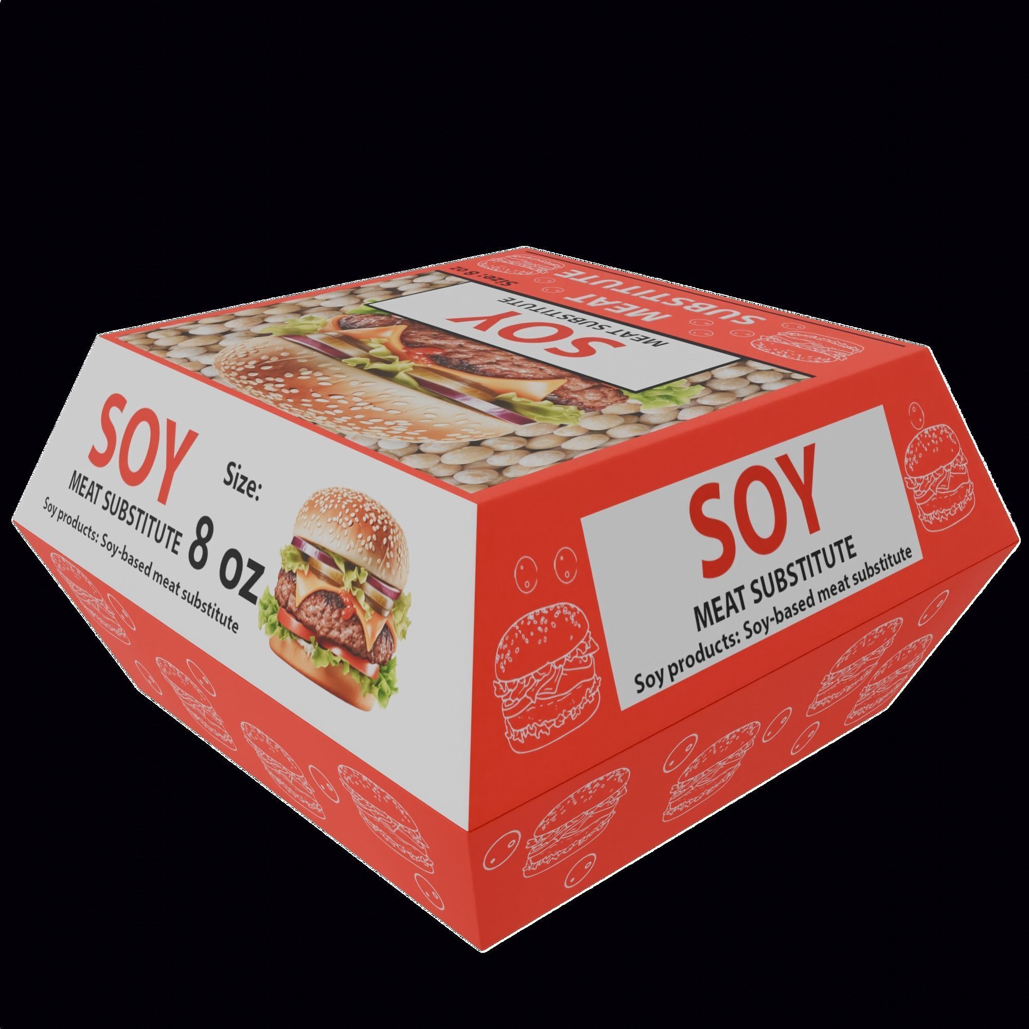 Soy products box Low-poly 3D model_2