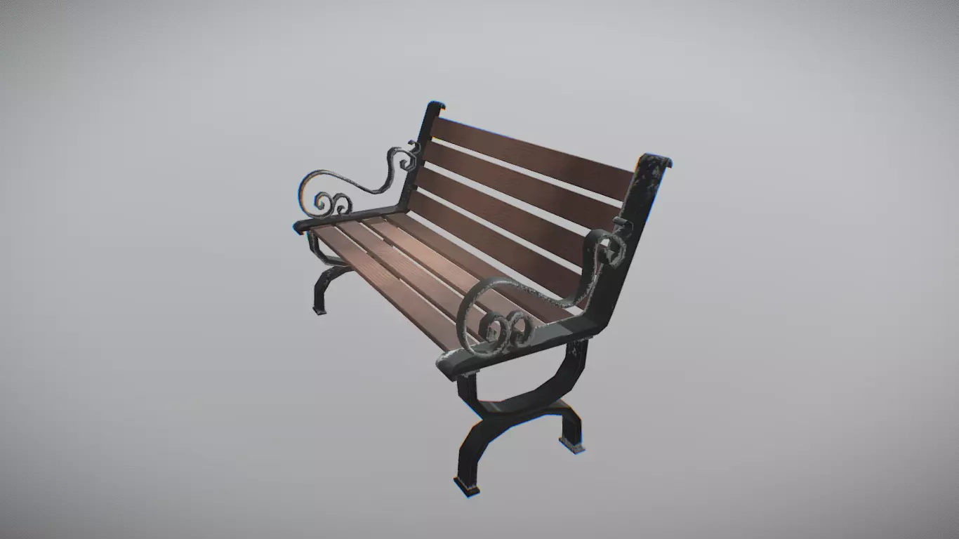 Simple Wooden Bench Lowpoly Low-poly 3D model