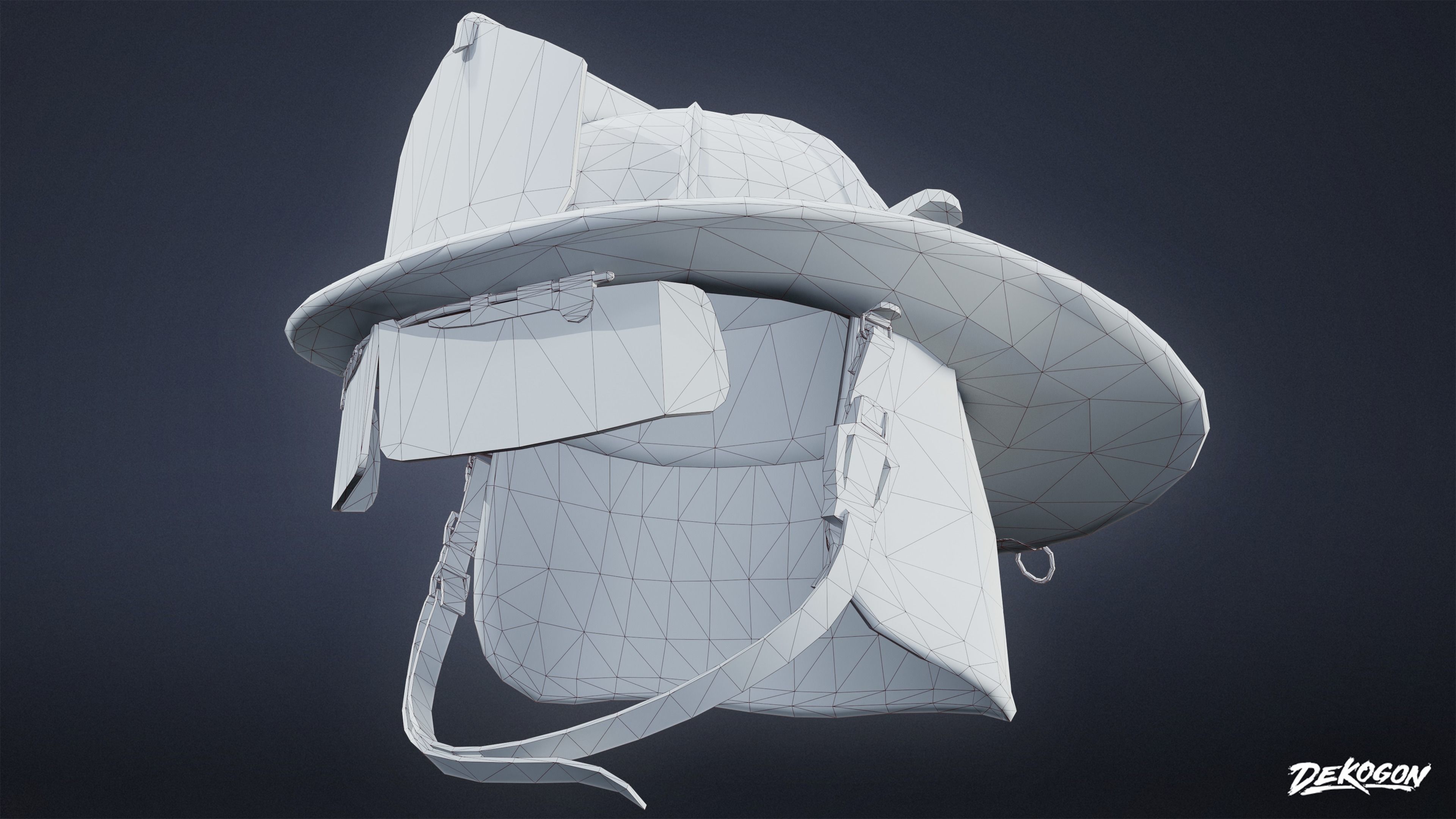 VARIETY HATS - FireFighter 01 - LOW POLY Low-poly 3D model_8