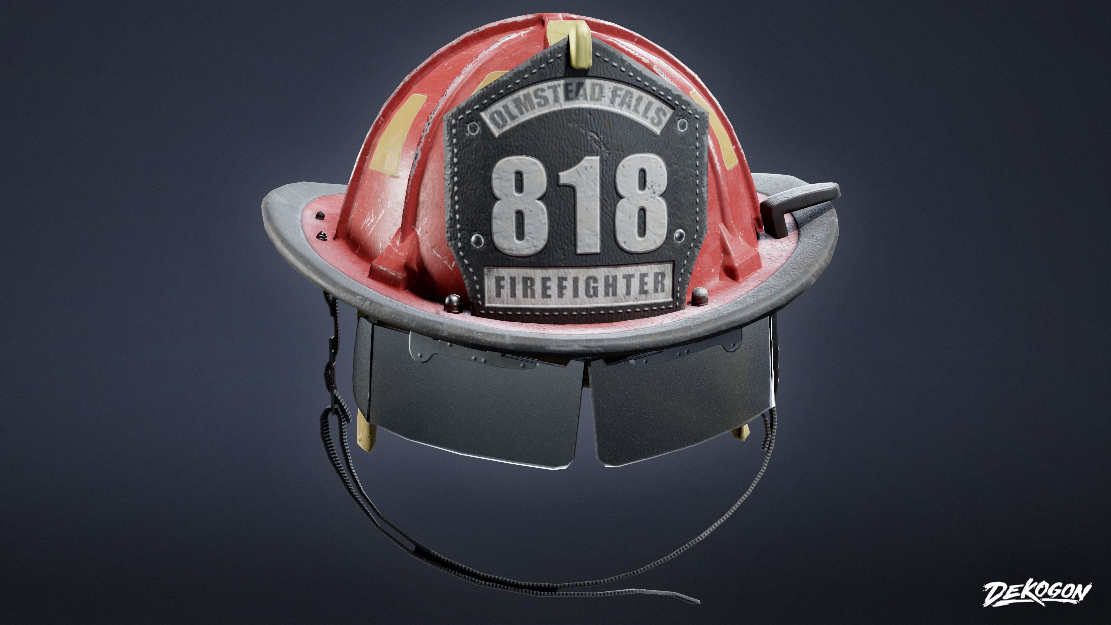 VARIETY HATS - FireFighter 01 - LOW POLY Low-poly 3D model_4