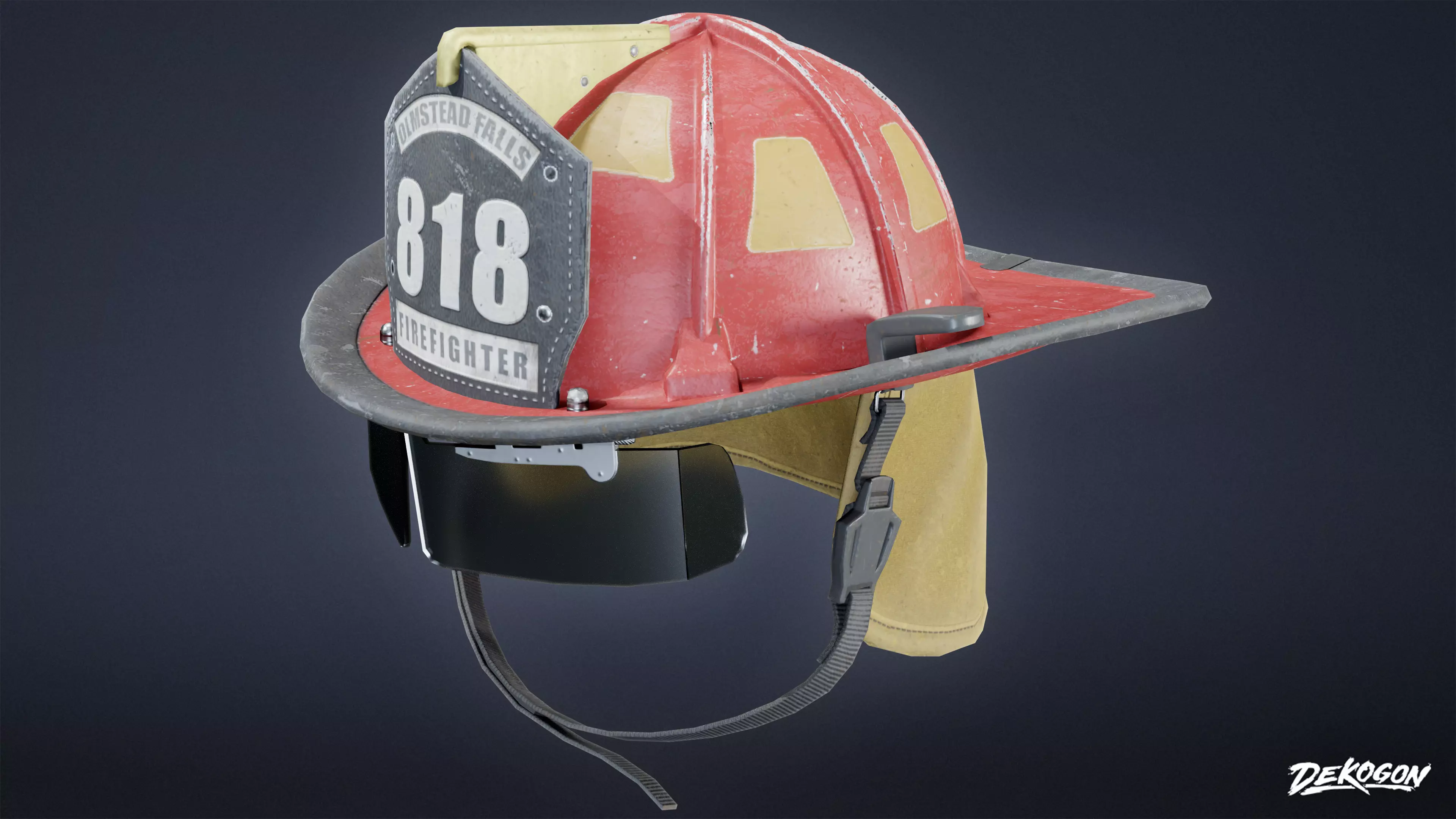 VARIETY HATS - FireFighter 01 - LOW POLY Low-poly 3D model_0
