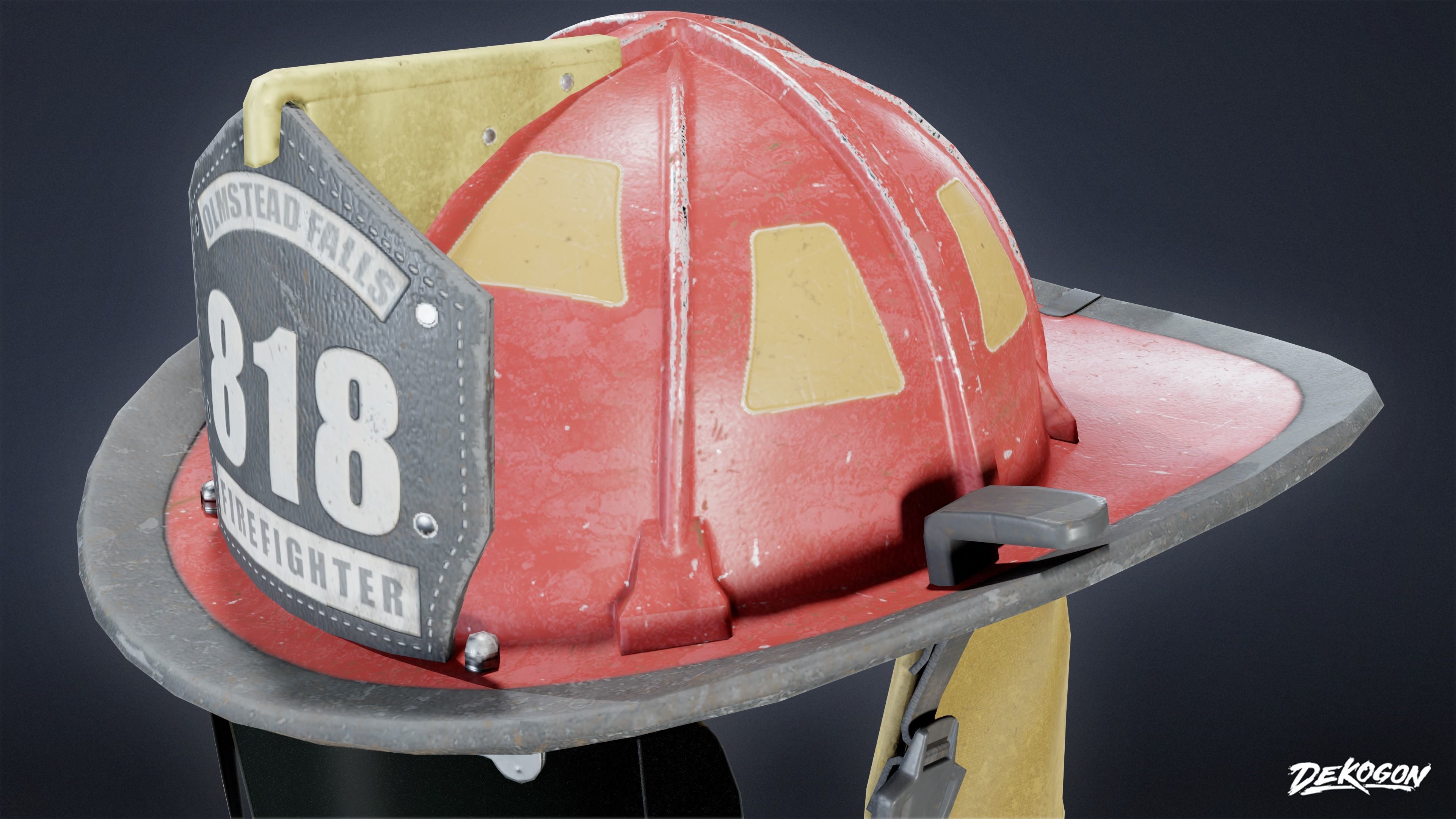 VARIETY HATS - FireFighter 01 - LOW POLY Low-poly 3D model_1