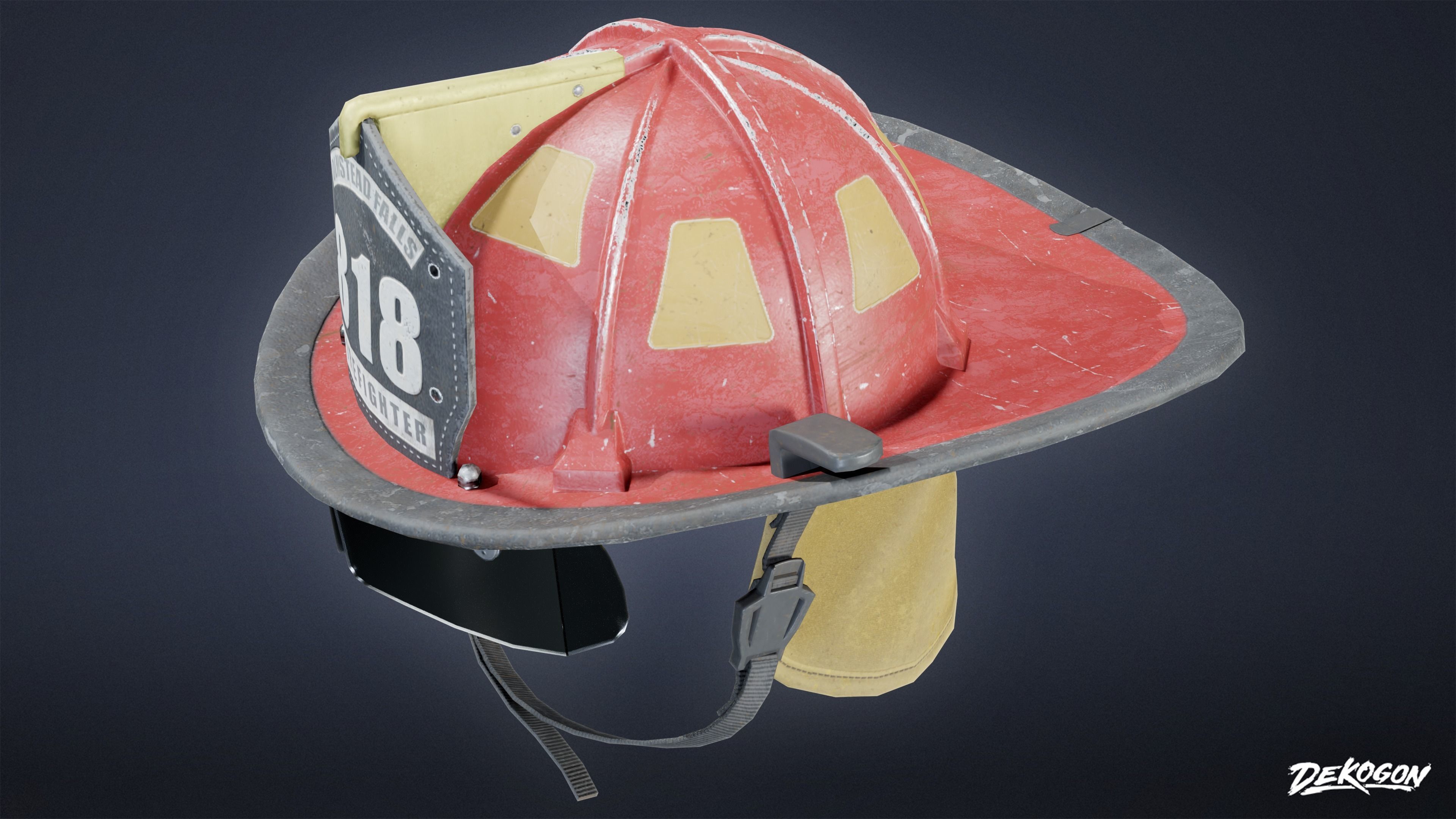 VARIETY HATS - FireFighter 01 - LOW POLY Low-poly 3D model_5