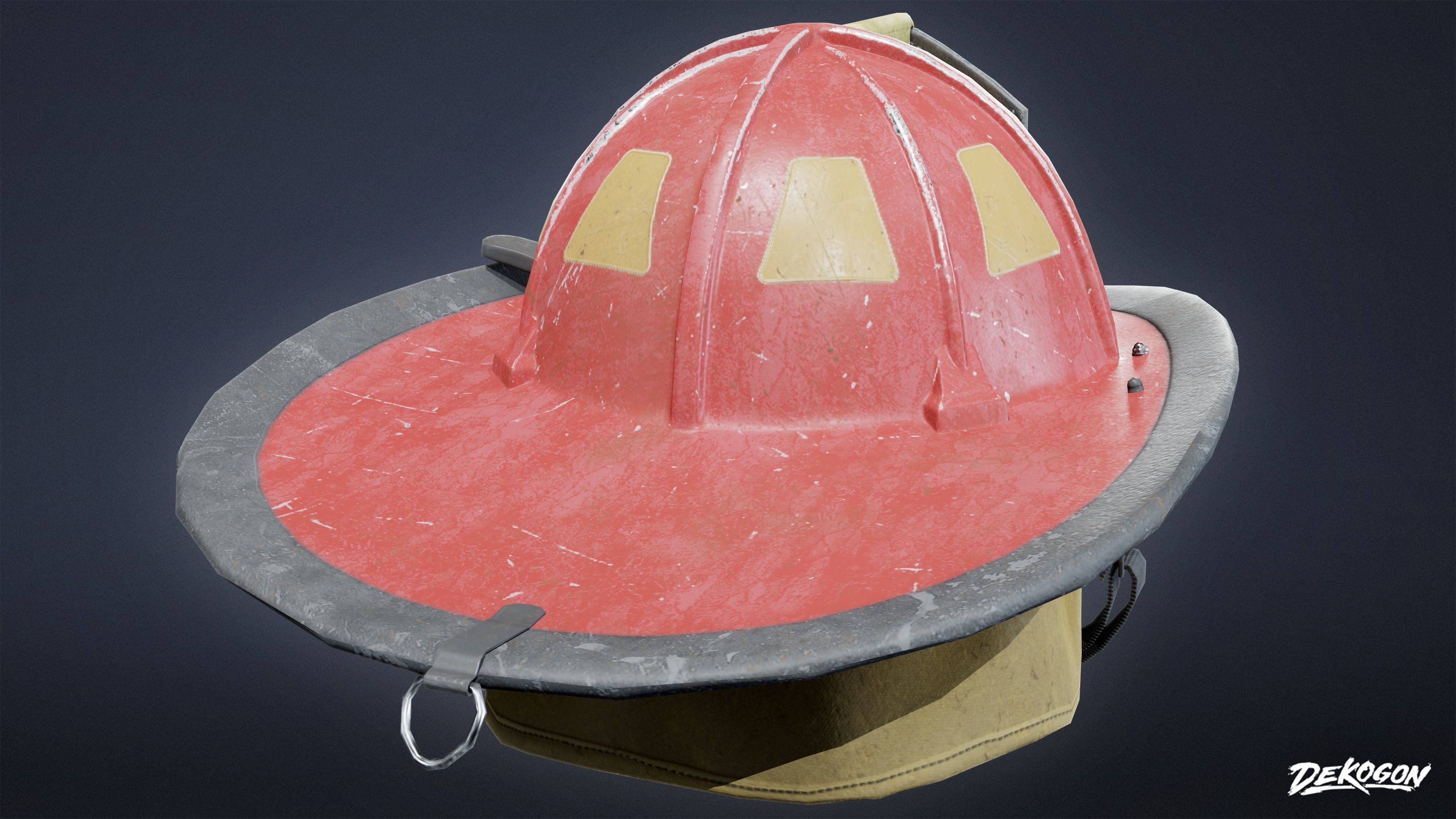 VARIETY HATS - FireFighter 01 - LOW POLY Low-poly 3D model_2