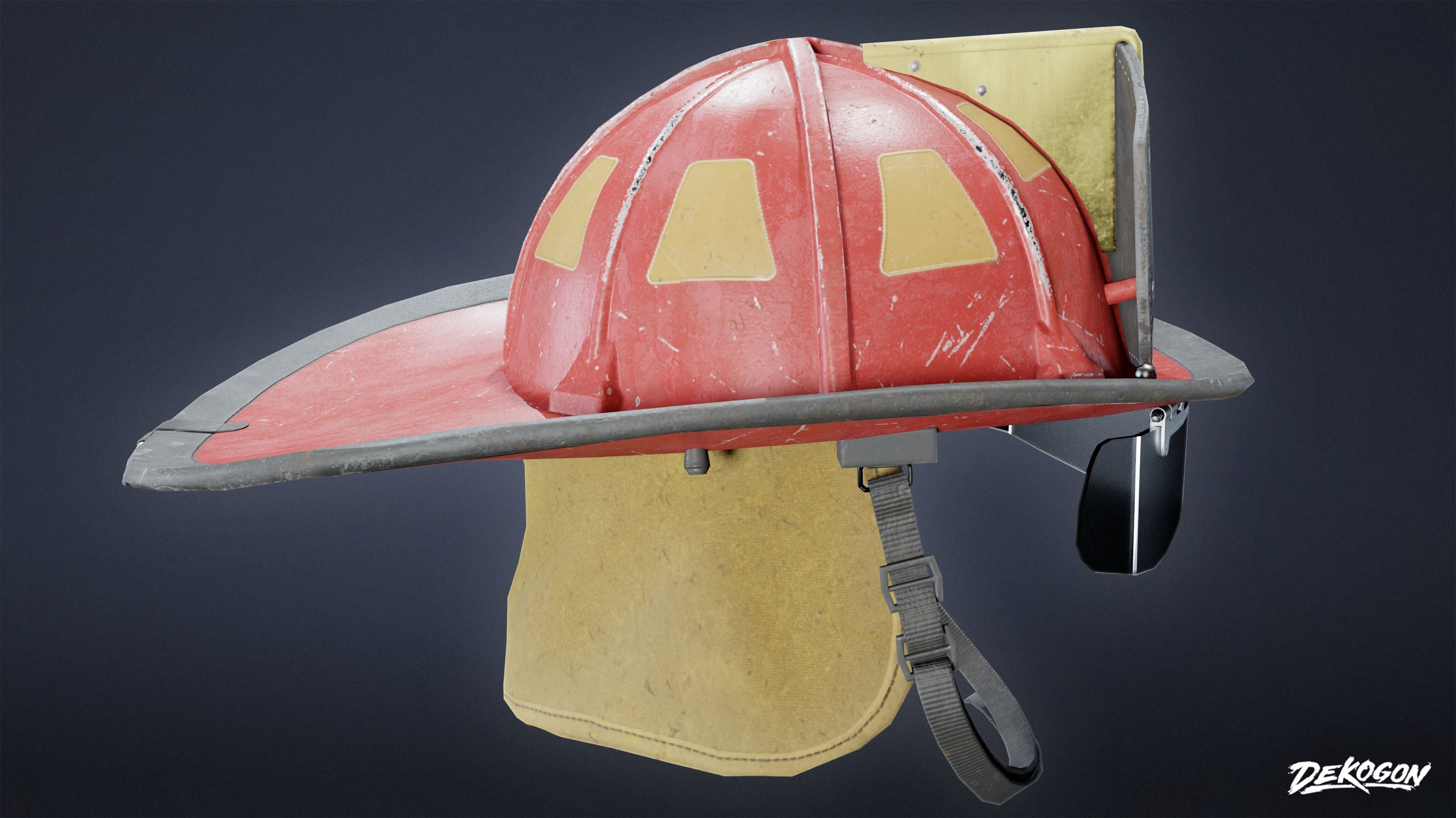 VARIETY HATS - FireFighter 01 - LOW POLY Low-poly 3D model_3