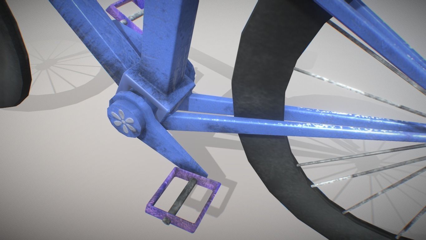 Old Bike 3d Model Lowpoly Low-poly 3D model_4