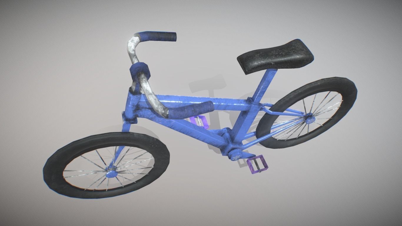 Old Bike 3d Model Lowpoly Low-poly 3D model_1