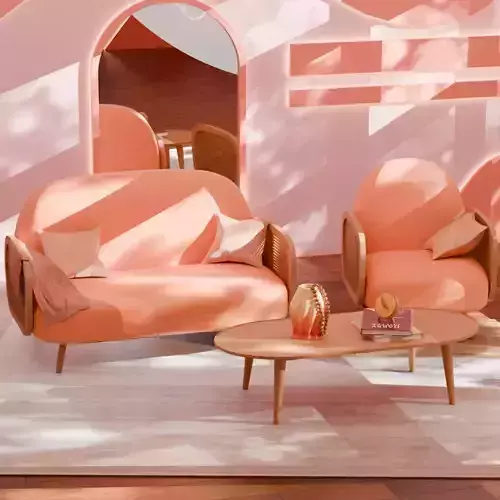 Faux Leather Scandinavian Curved Sofa 