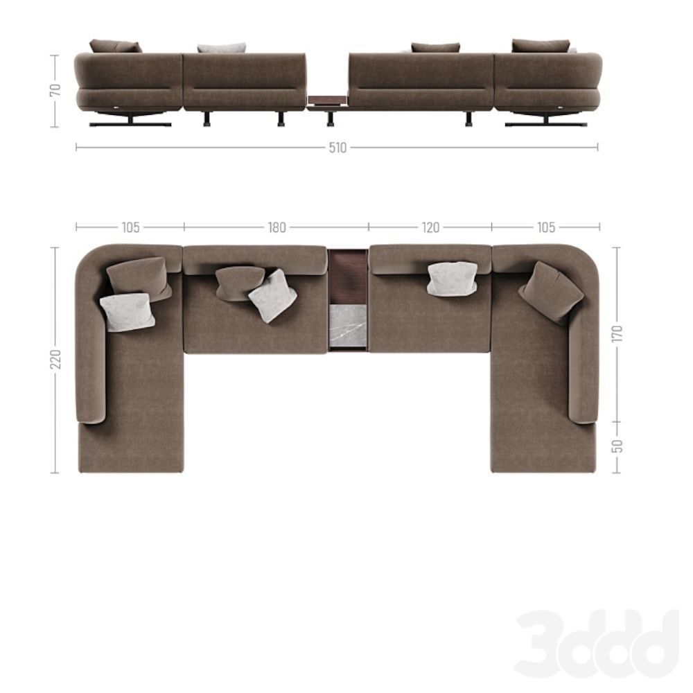 Sofa for interior 3D model_5