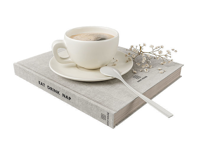Minimalist Coffee Cup on Book  Free 3D model