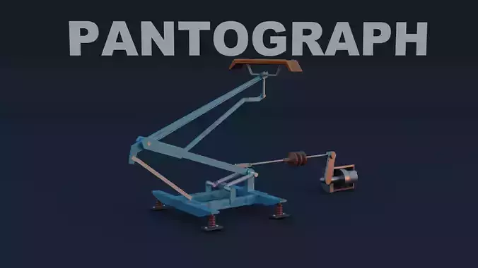 Animated tram pantograph Low-poly 3D model Low-poly 3D model
