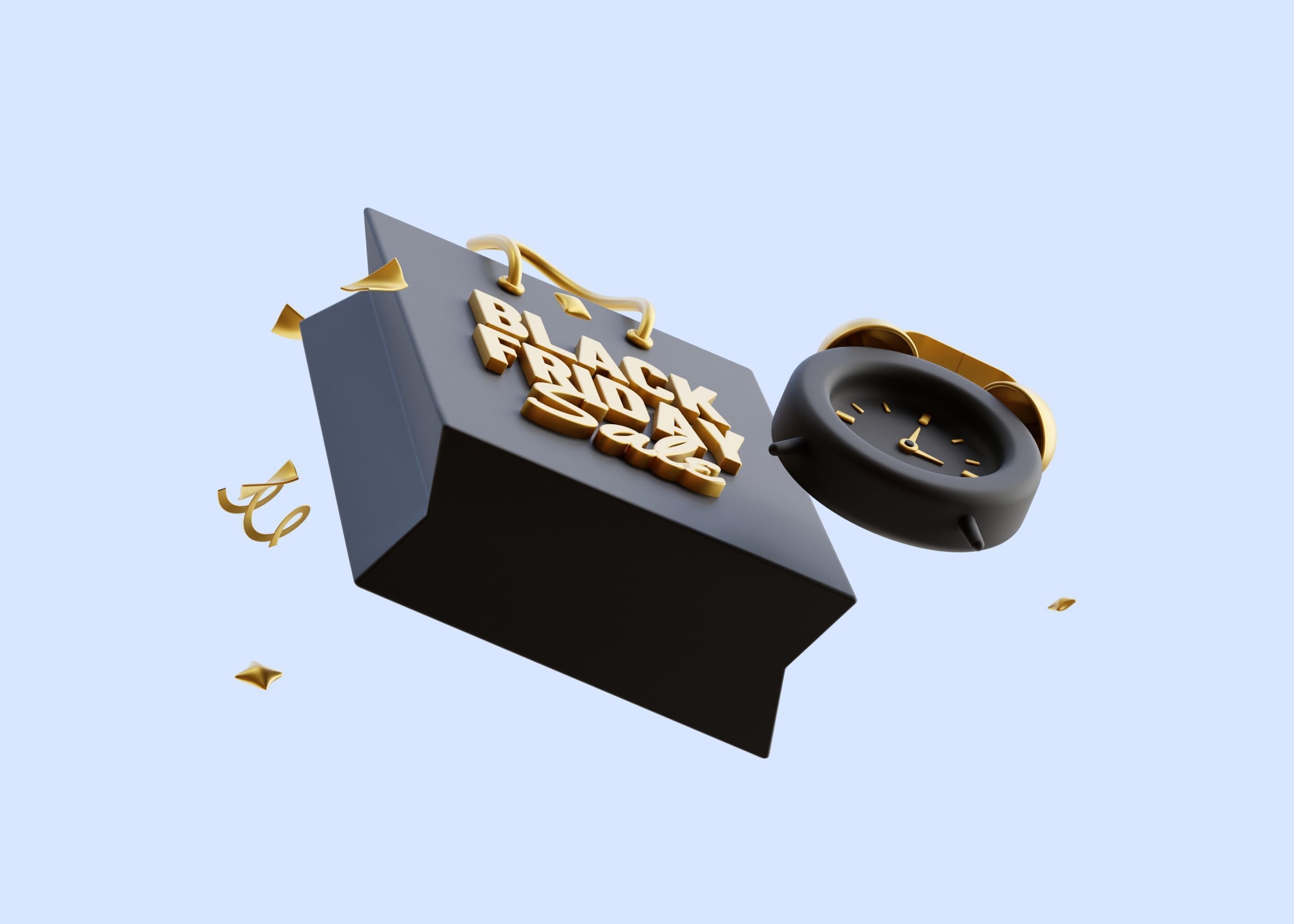 Black Friday Bag 3D Illustration Low-poly 3D model_9