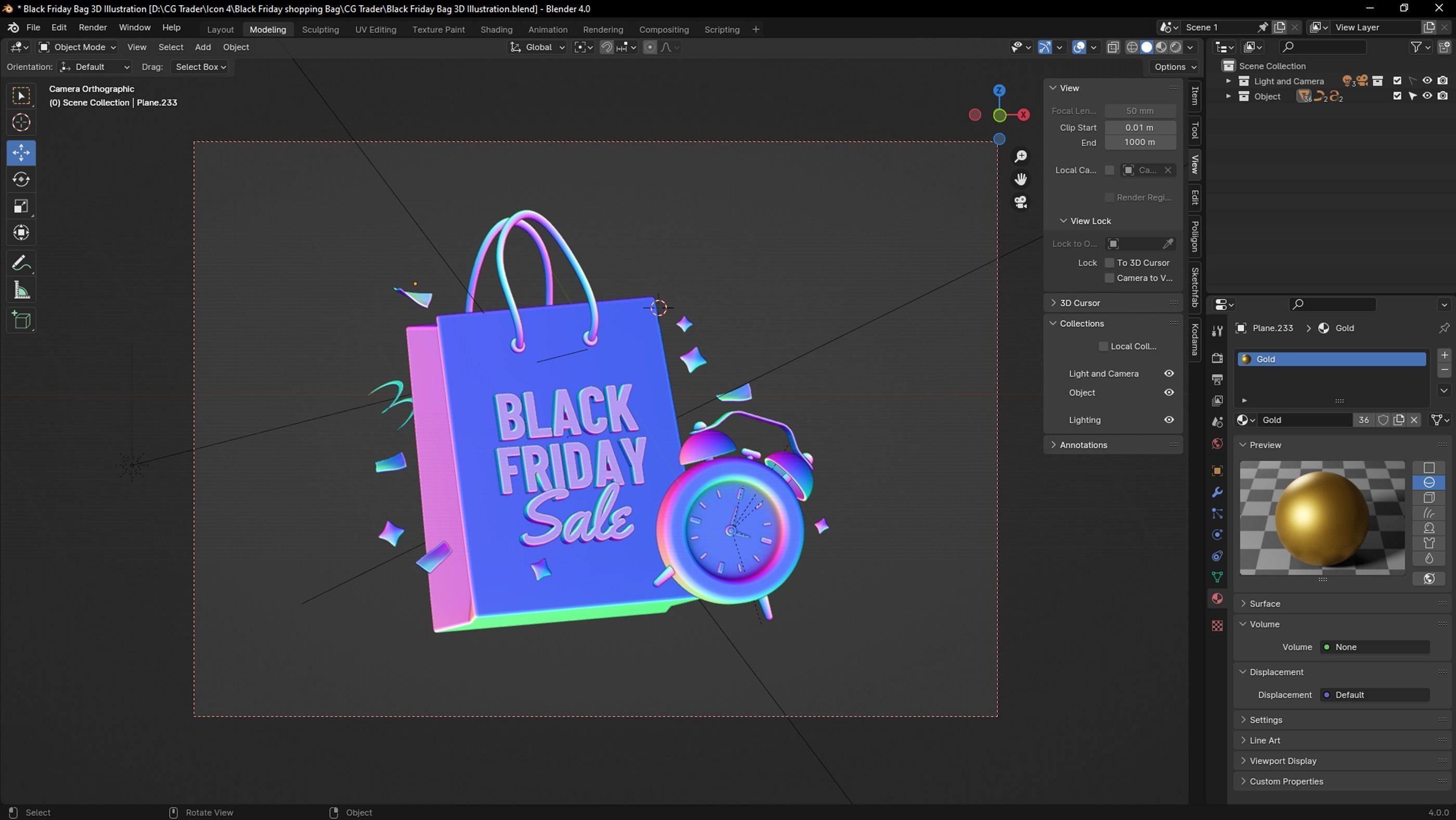 Black Friday Bag 3D Illustration Low-poly 3D model_11
