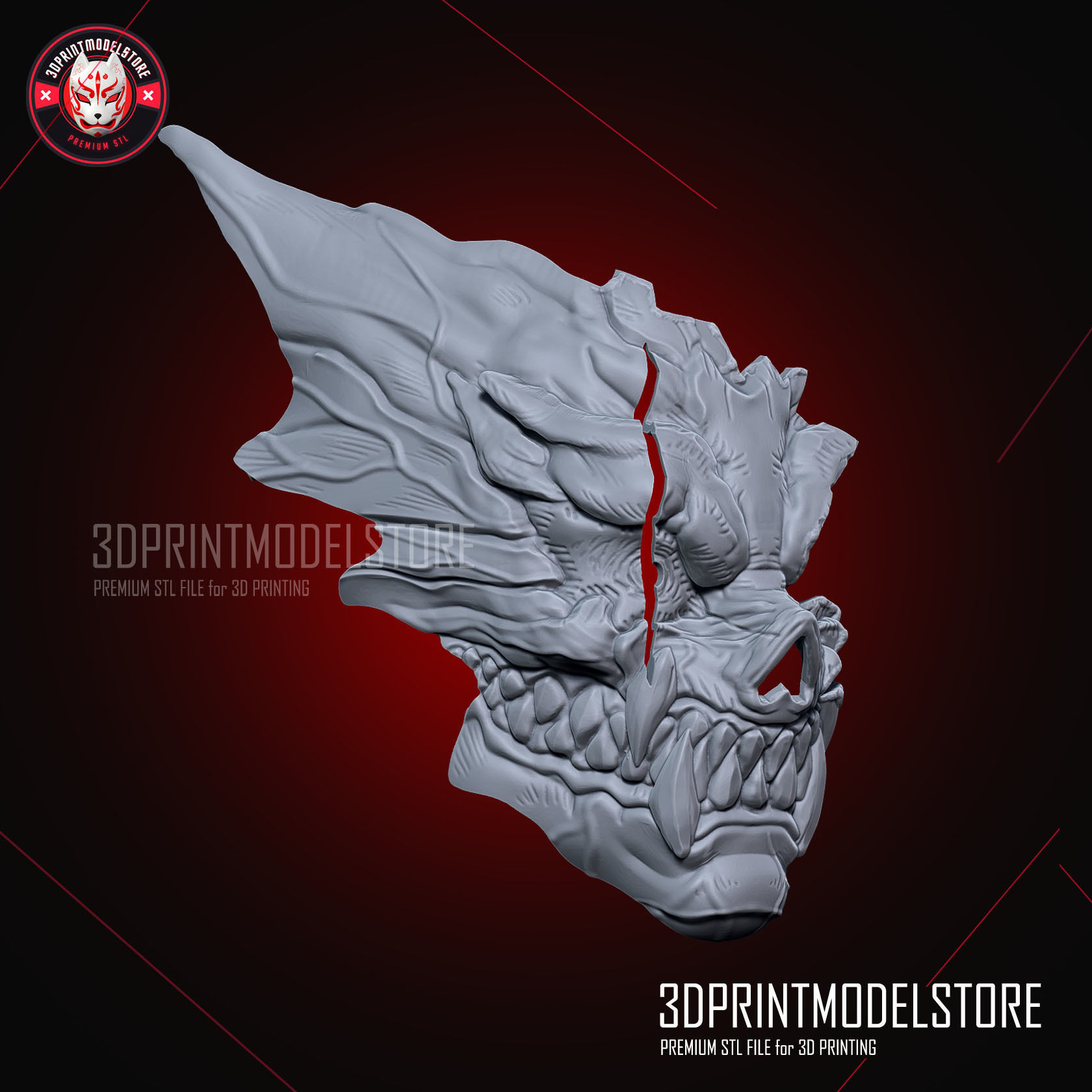 Kaiju No 8 Half Mask Cosplay - Kafka Hibino Monster 8 3D print model_4