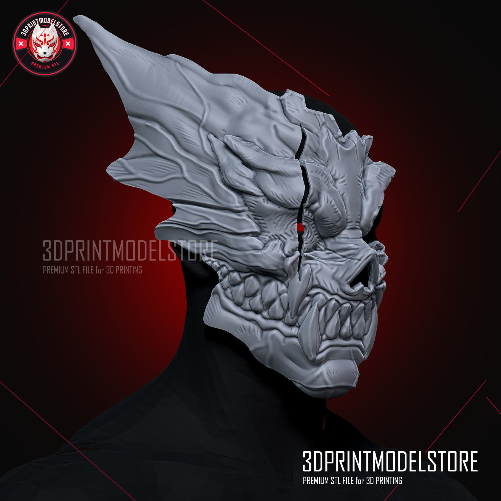 Kaiju No 8 Half Mask Cosplay - Kafka Hibino Monster 8 3D print model_2