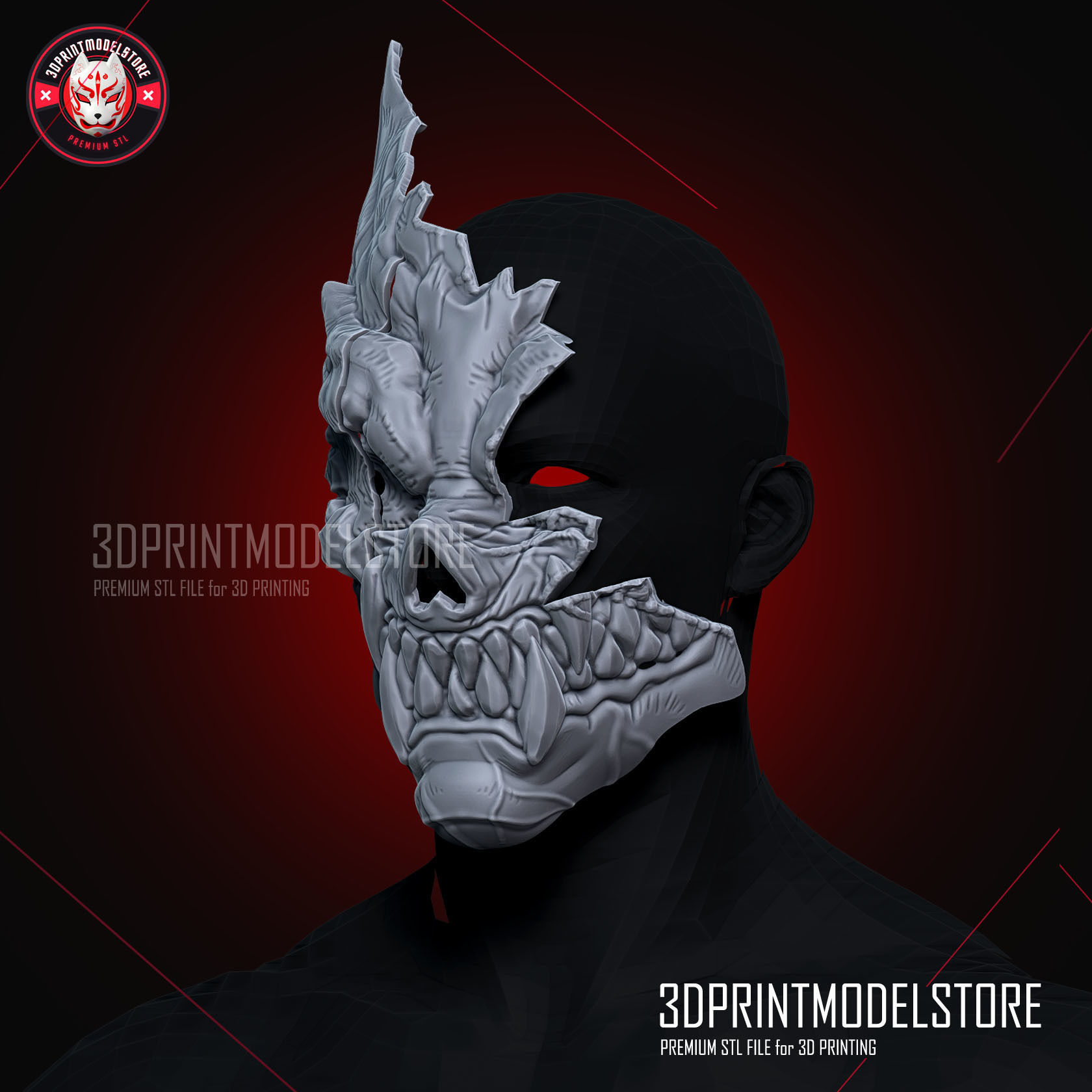 Kaiju No 8 Half Mask Cosplay - Kafka Hibino Monster 8 3D print model_1
