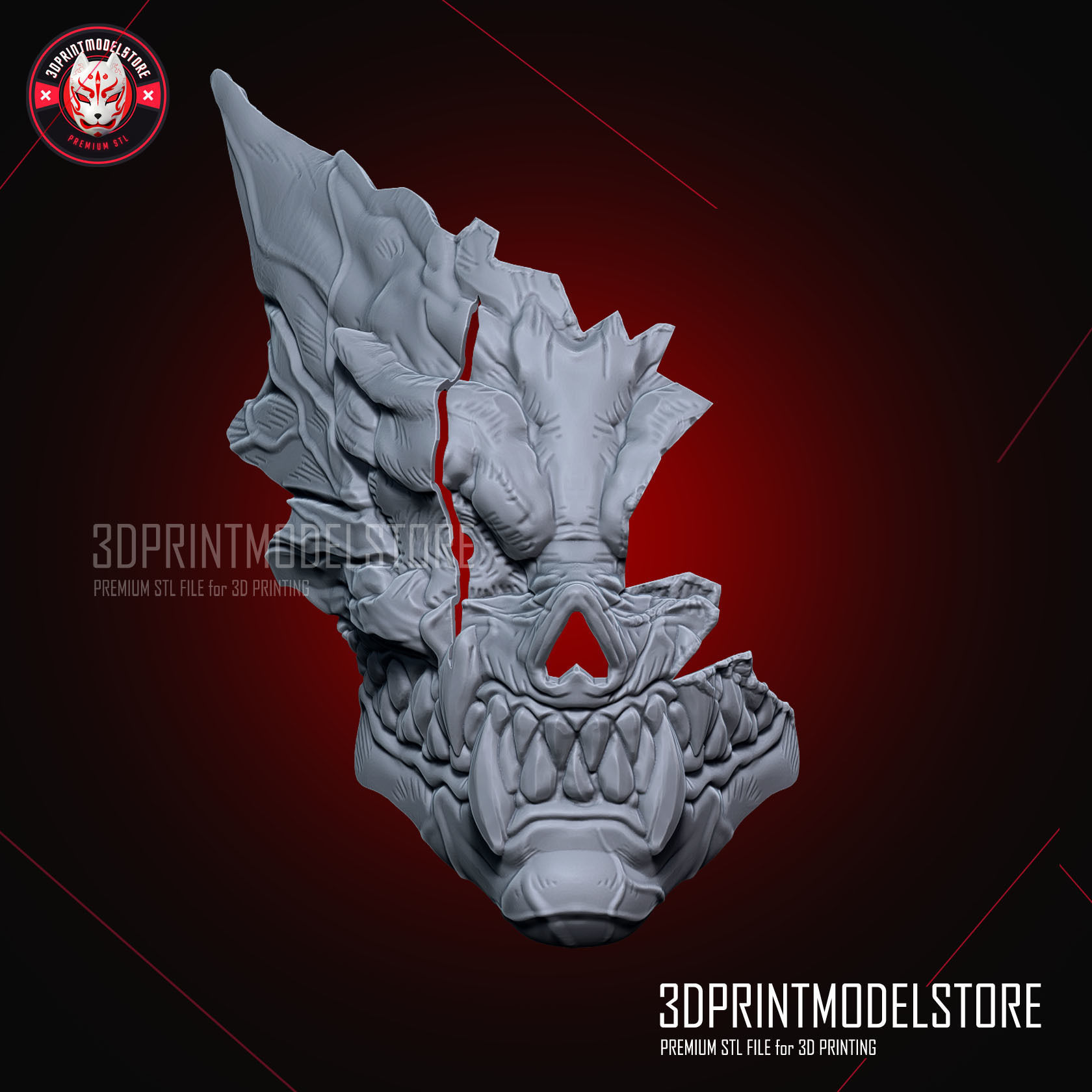 Kaiju No 8 Half Mask Cosplay - Kafka Hibino Monster 8 3D print model_3